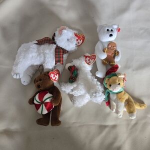 Ty Holiday Plush Set - White, Brown, Green